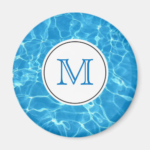 Íman Monograma azul Sparkling da água da piscina