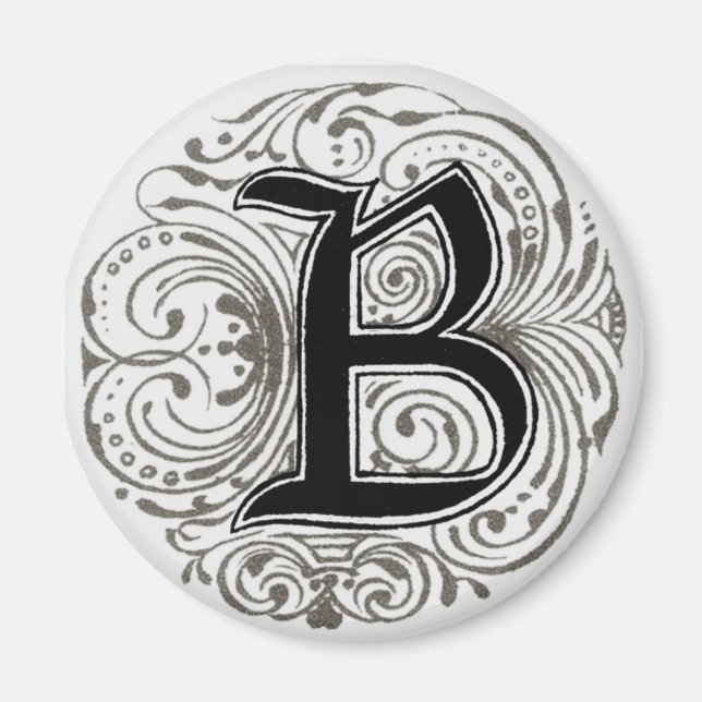 Íman Monograma "B" em Cinza - Magnet (Frente)