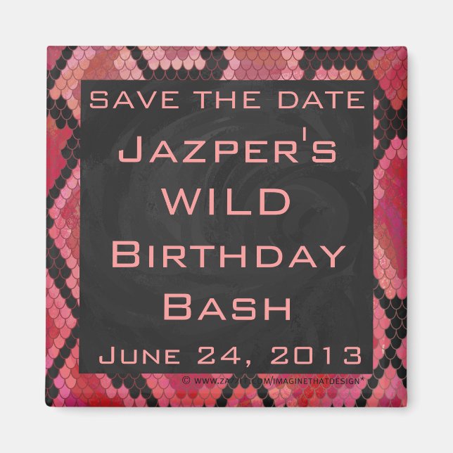 Íman Monograma Cobra Estampa Preto e Vermelho (Frente)