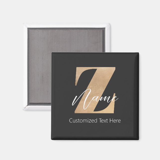 Íman Monograma com Inicial Z e Nome Personalizado (Front/Back)