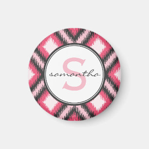 Íman Monograma cor-de-rosa de Ikat