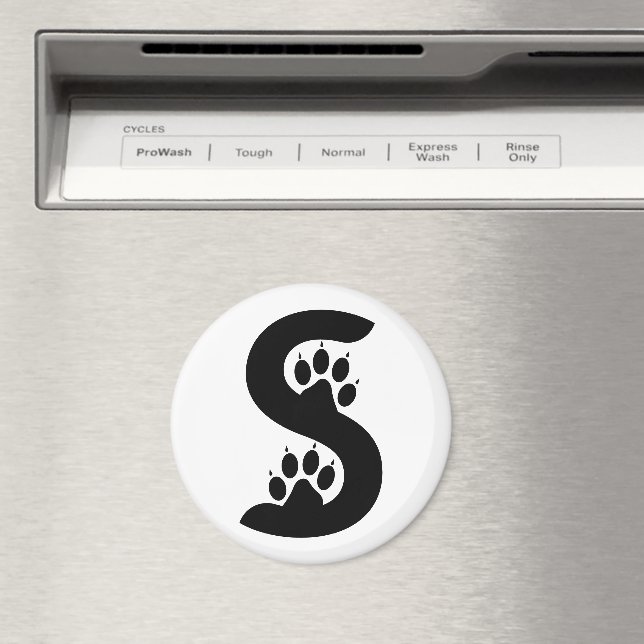 Íman Monograma da letra S com pegadas de urso (In Situ (Dishwasher))