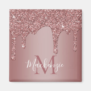 Íman Monograma da rosa Dourada de Lixeira