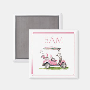 Íman Monograma de Carrinho de Golfe Rosa-Pré-Papoila