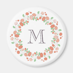 Íman monograma de coral rosa
