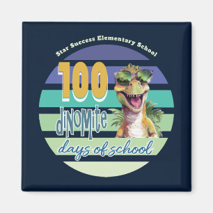 Íman Monograma de Dinossauro de 100 Dias de Escola