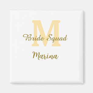 Íman Monograma de equipe de noiva dourado simples para 