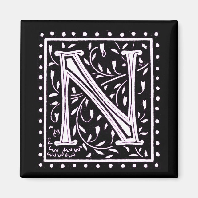 Íman Monograma de Flores e Pontos "N" (Frente)