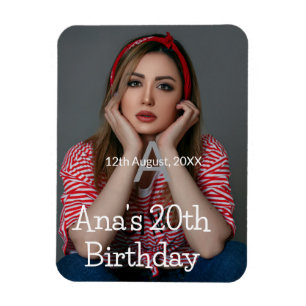Íman Monograma de foto feliz aniversário de 20 anos cin