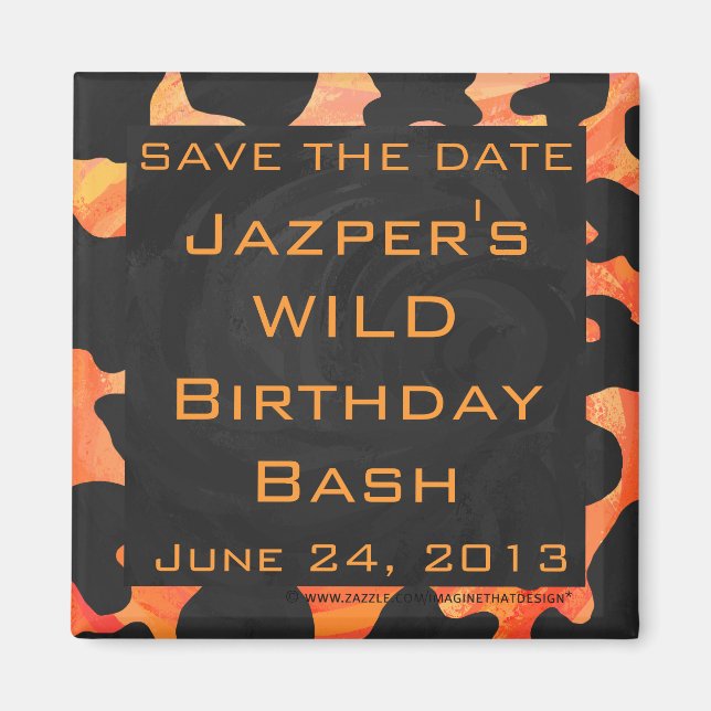 Íman Monograma de Laranja e Zebra Negra (Frente)