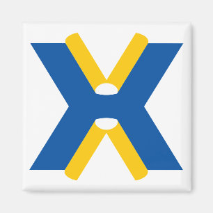 Íman Monograma de Letra X Azul e Amarelo
