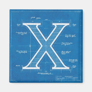 Íman Monograma de Letra X em Blueprint