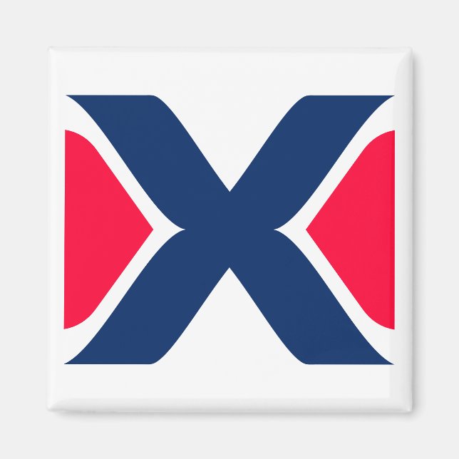 Íman Monograma de letra X vermelho e azul (Frente)