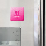 Íman Monograma de malha geométrica rosa quente<br><div class="desc">Personalize o Monograma com seu nome e inicial personalizados. Triângulos de padrão de malha geométrica gradiente rosa quente ombre. Malha geométrica triangular com design de gradiente ombre legal.</div>