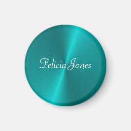 Íman Monograma de metal falso brilhante azul