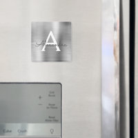 Monograma de Nome em Metal Escovado Prateado