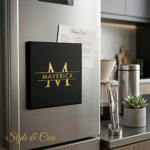 Íman Monograma de Nome Personalizado Elegante Decorativ