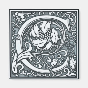 Íman monograma de prata do flourish - C