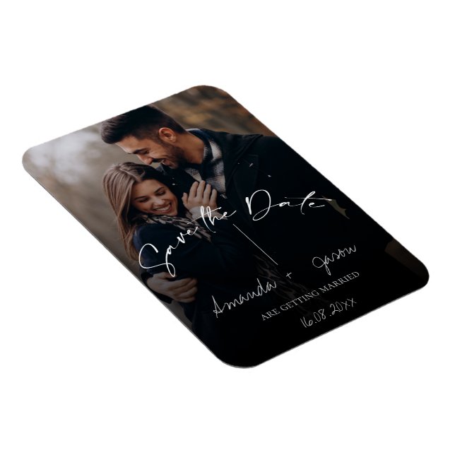 Íman Monograma de Sobreposição de Texto em Branco Dois  (Lado Direito)