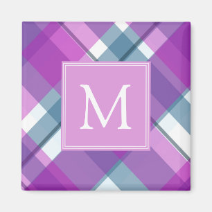 Íman Monograma de Tartan Roxo