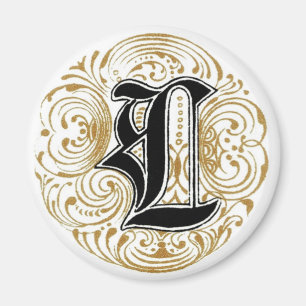 Íman Monograma de Vintage "L" em Dourado