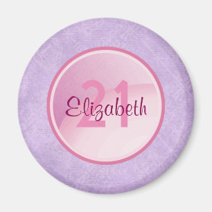 Íman Monograma do aniversário - nome e idade em um