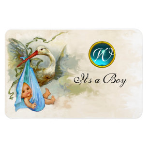 Íman MONOGRAMA DO CHÁ DO STORY BABY BOY, branco
