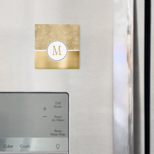 Íman Monograma Dourado de brilho Sparkle