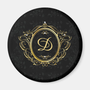 Íman Monograma Dourado de quadro de colheita com amorte