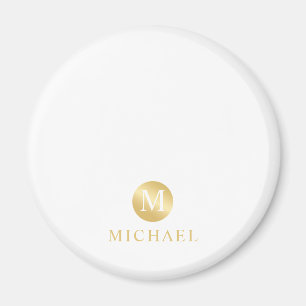 Íman Monograma Dourado e branco de luxo