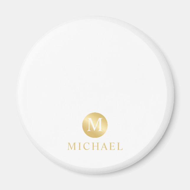 Íman Monograma Dourado e branco de luxo (Frente)