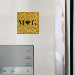 Íman Monograma Dourado texturizado com ímã cardíaco por