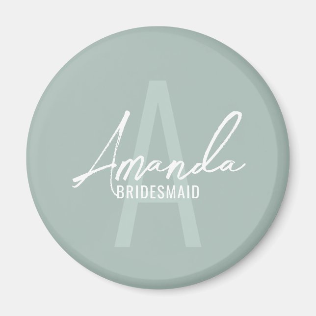 Íman Monograma e Nome da Moderna Personalizada Bridesma (Frente)