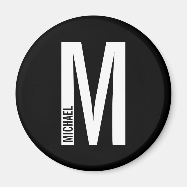 Íman Monograma e Nome de Negrito Personalizado Moderno (Frente)