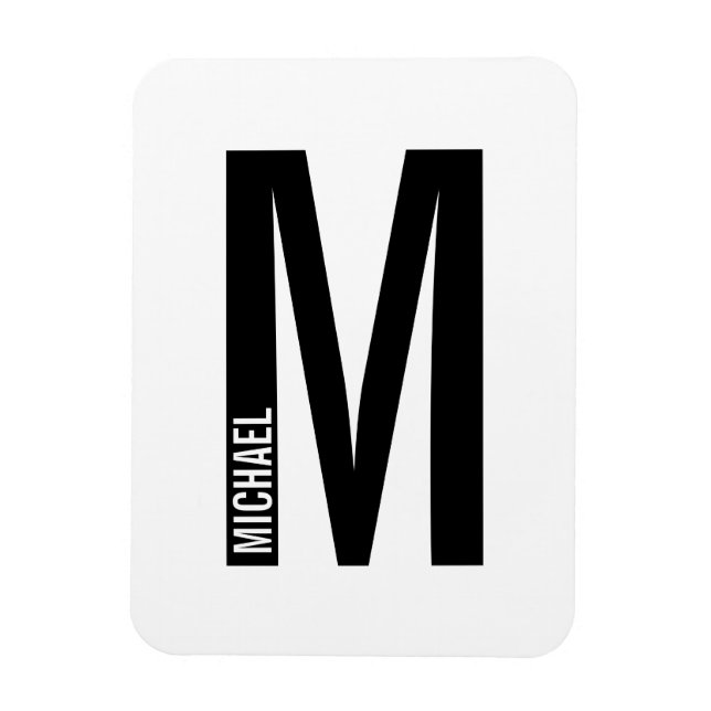 Íman Monograma e Nome de Negrito Personalizado Moderno (Vertical)