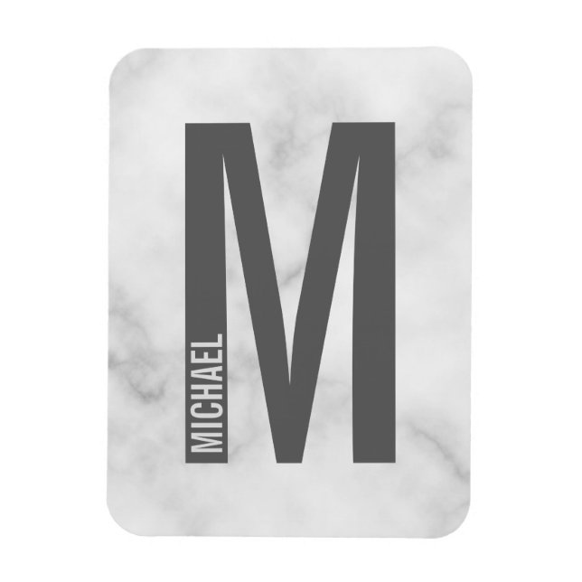 Íman Monograma e Nome de Negrito Personalizado Moderno (Vertical)