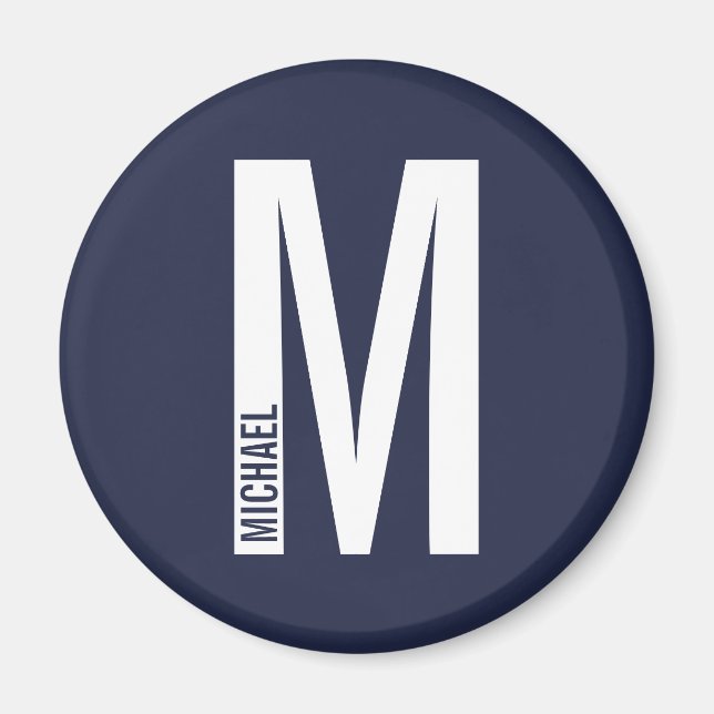 Íman Monograma e Nome de Negrito Personalizado Moderno (Frente)