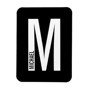 Íman Monograma e Nome de Negrito Personalizado Moderno