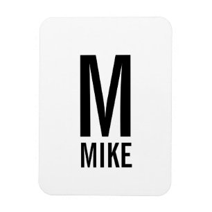 Íman Monograma e Nome de Negrito Personalizado Moderno