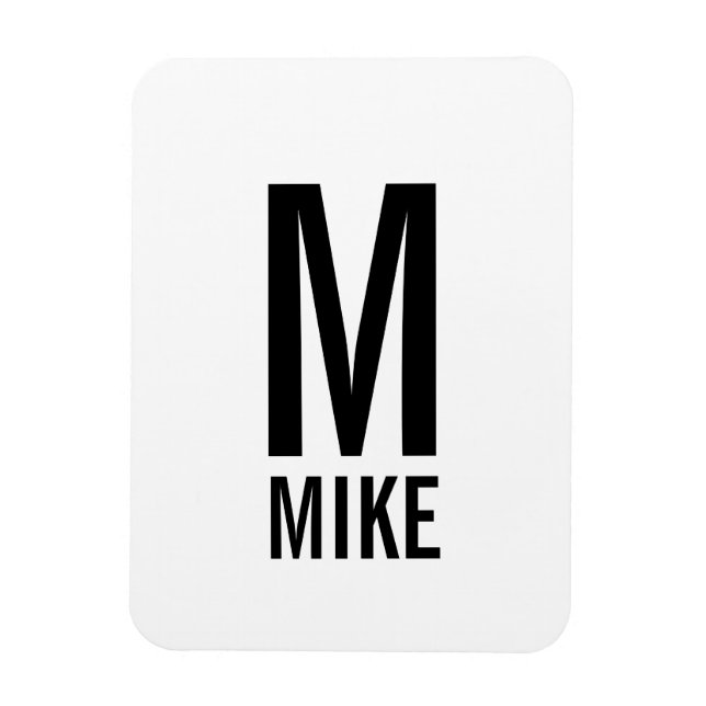 Íman Monograma e Nome de Negrito Personalizado Moderno (Vertical)