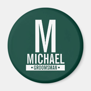 Íman Monograma e Nome do Padrinho de casamento Personal