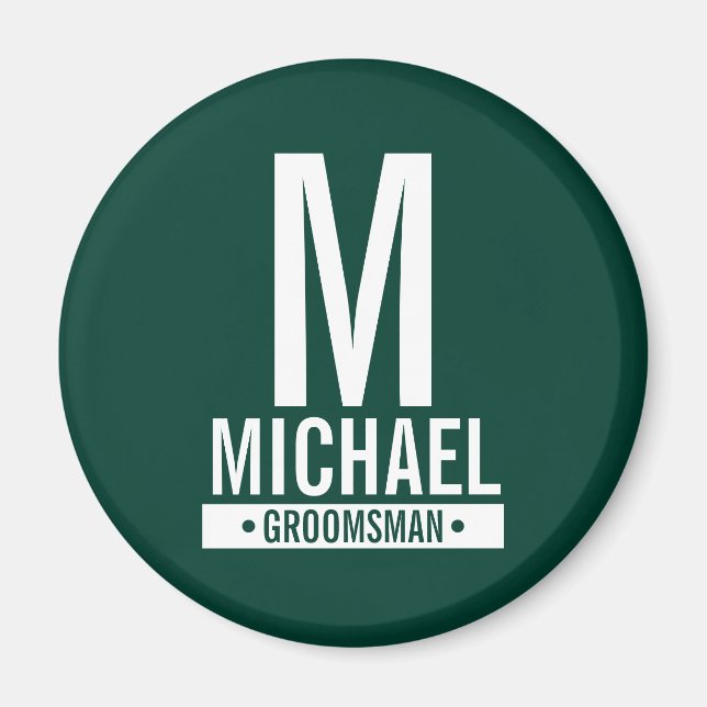Íman Monograma e Nome do Padrinho de casamento Personal (Frente)