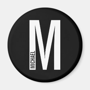 Íman Monograma e Nome Moderno Personalizado em Negrito