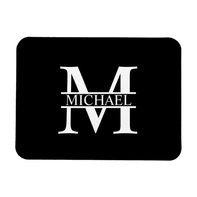 Íman Monograma e Nome Personalizados (Horizontal)