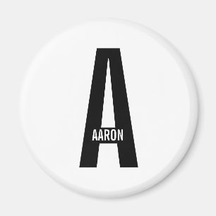 Íman Monograma e Nome Personalizados em Negrito Moderno