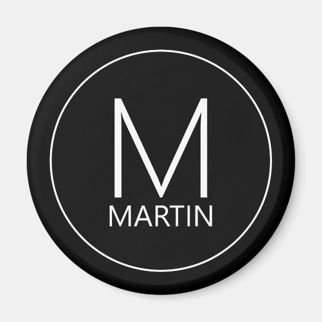 Íman Monograma e Nome Personalizados Modernos (Frente)