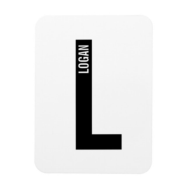 Íman Monograma e Nome Personalizados Modernos e Destaca (Vertical)