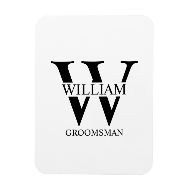 Íman Monograma e Nome Personalizados para Padrinhos (Vertical)
