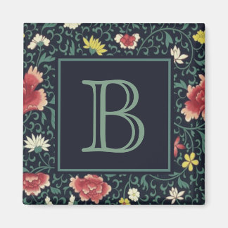 Íman Monograma Floral Antigo e Bonito