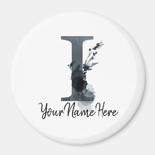 Íman Monograma Floral I Folhagem Herbina Escura (Frente)